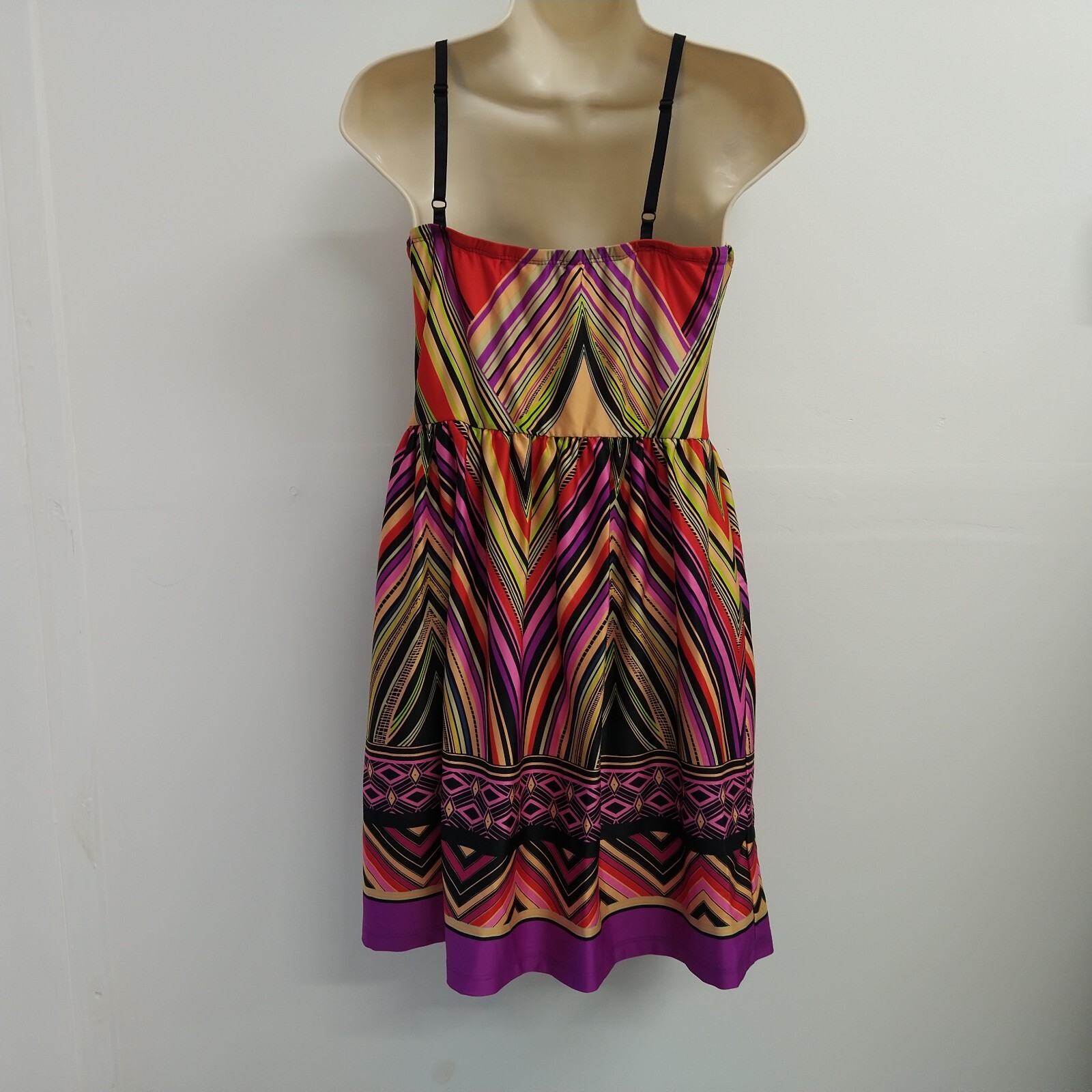 Bailey Blue Womens Sundress Size Medium Red Pink Yellow Sleeveless Fit Flare