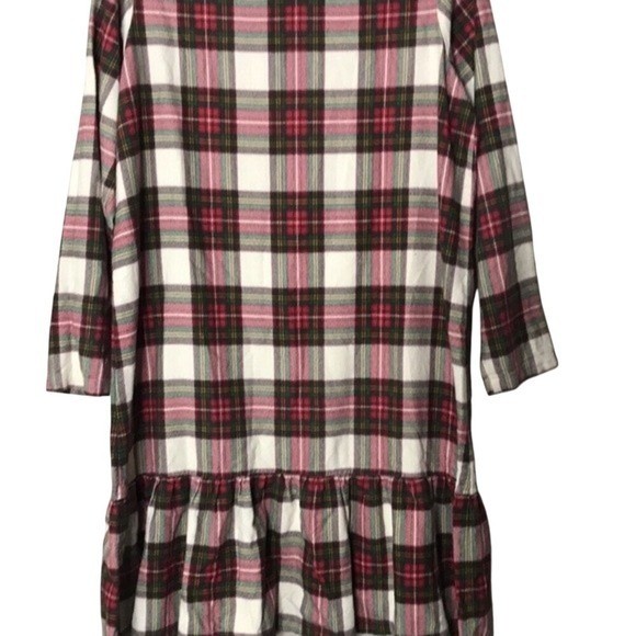 Hanna Andersson Women Plaid Flannel Ruffle Hem Dress Red Green 14-16