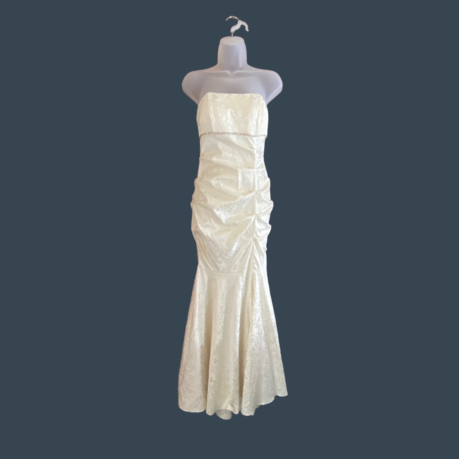 VTG Y2K Blondie Nites Stacy Sklar Dress 5 Ivory Strapless Mermaid Formal Prom