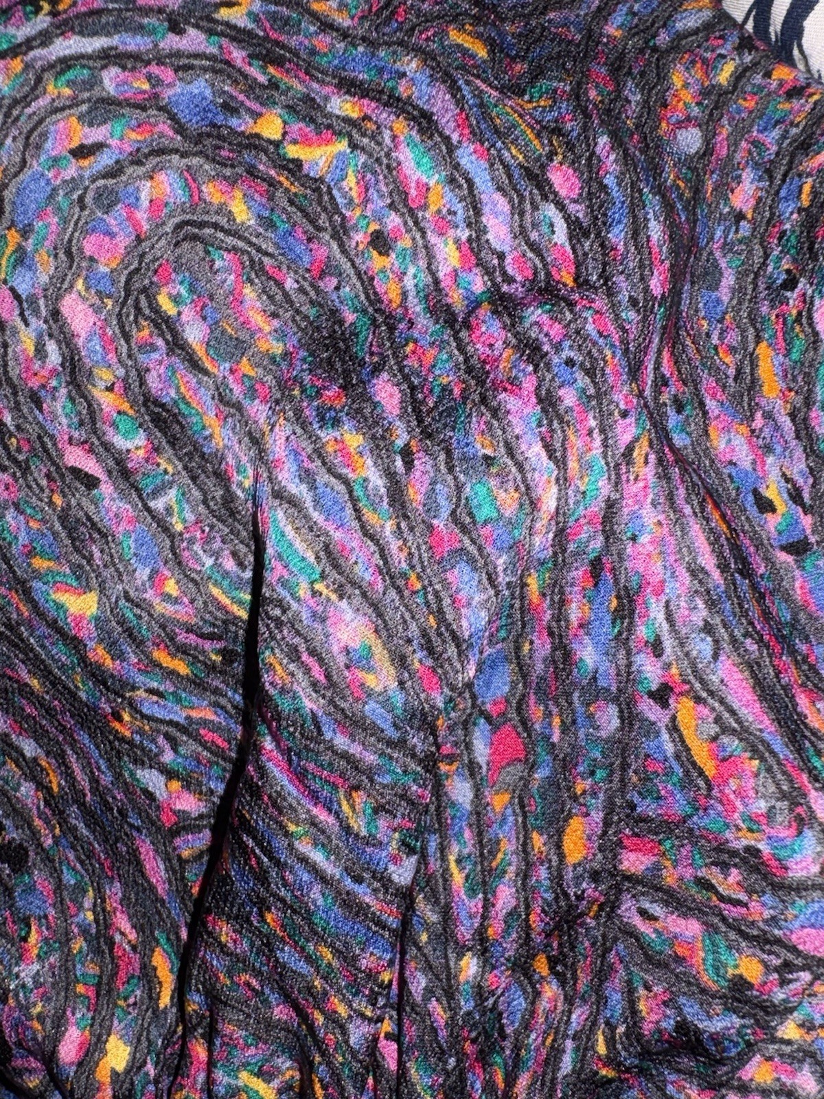 Shoshanna Silk Ruffle Bodice Short Dress Size 8 Colorful Black Print