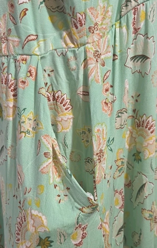 Torrid Midi Super Soft Button-Front W/ Pockets Green Floral Skater Dress 5 XL