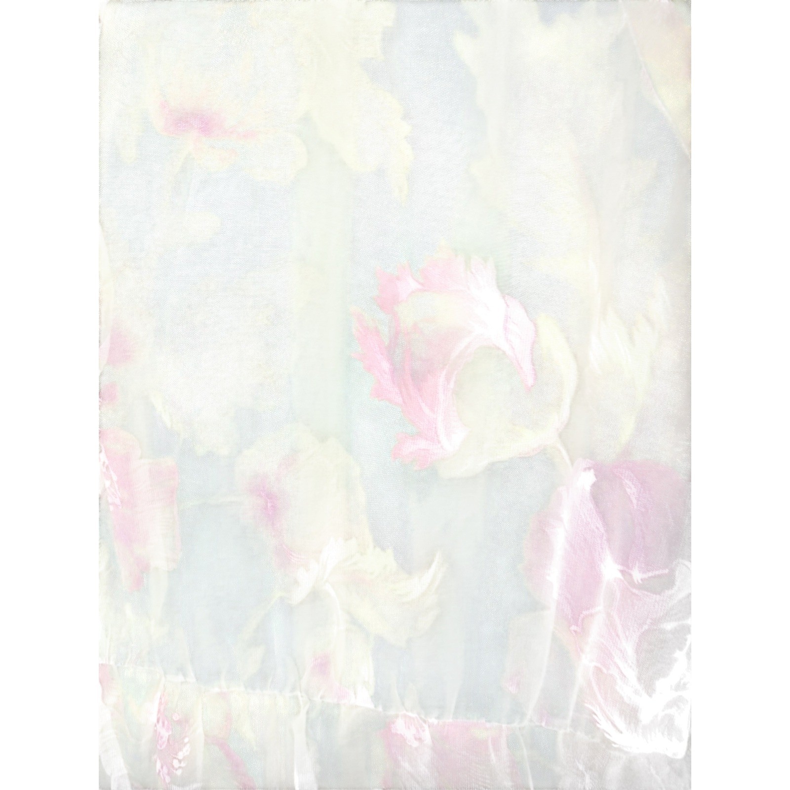 H&M Floral Linen Blend Puff Sleeve Mini Dress Cream Pink Cottagecore Womens M