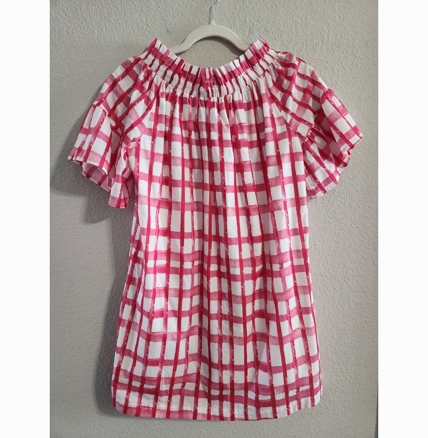 Brooke Wright NWT Pink White Checkered Mini dress size xs/s *flaws