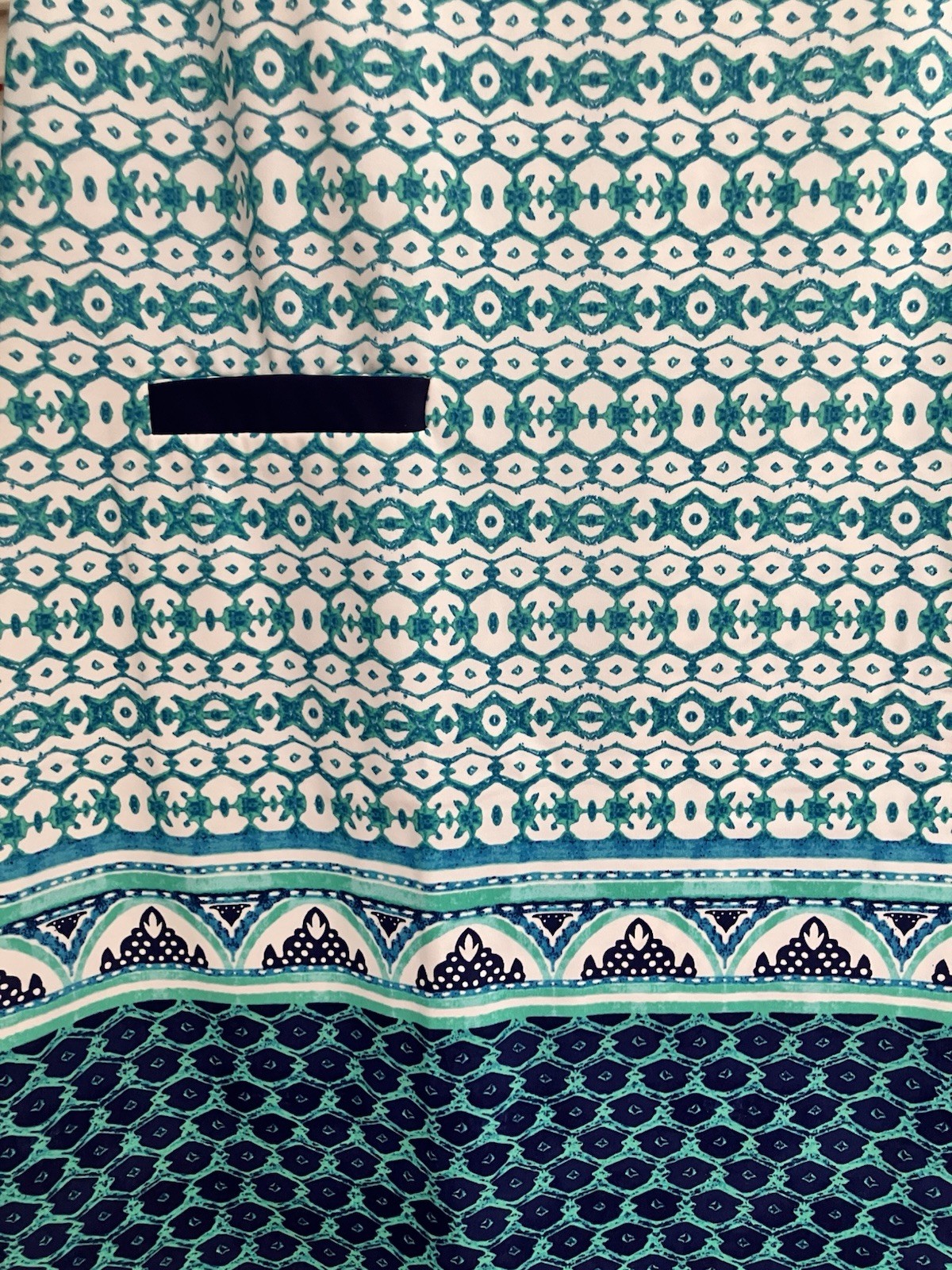 NWT Cabana Life Cottage Coastal Aqua and Navy Patterned Dress Size Small