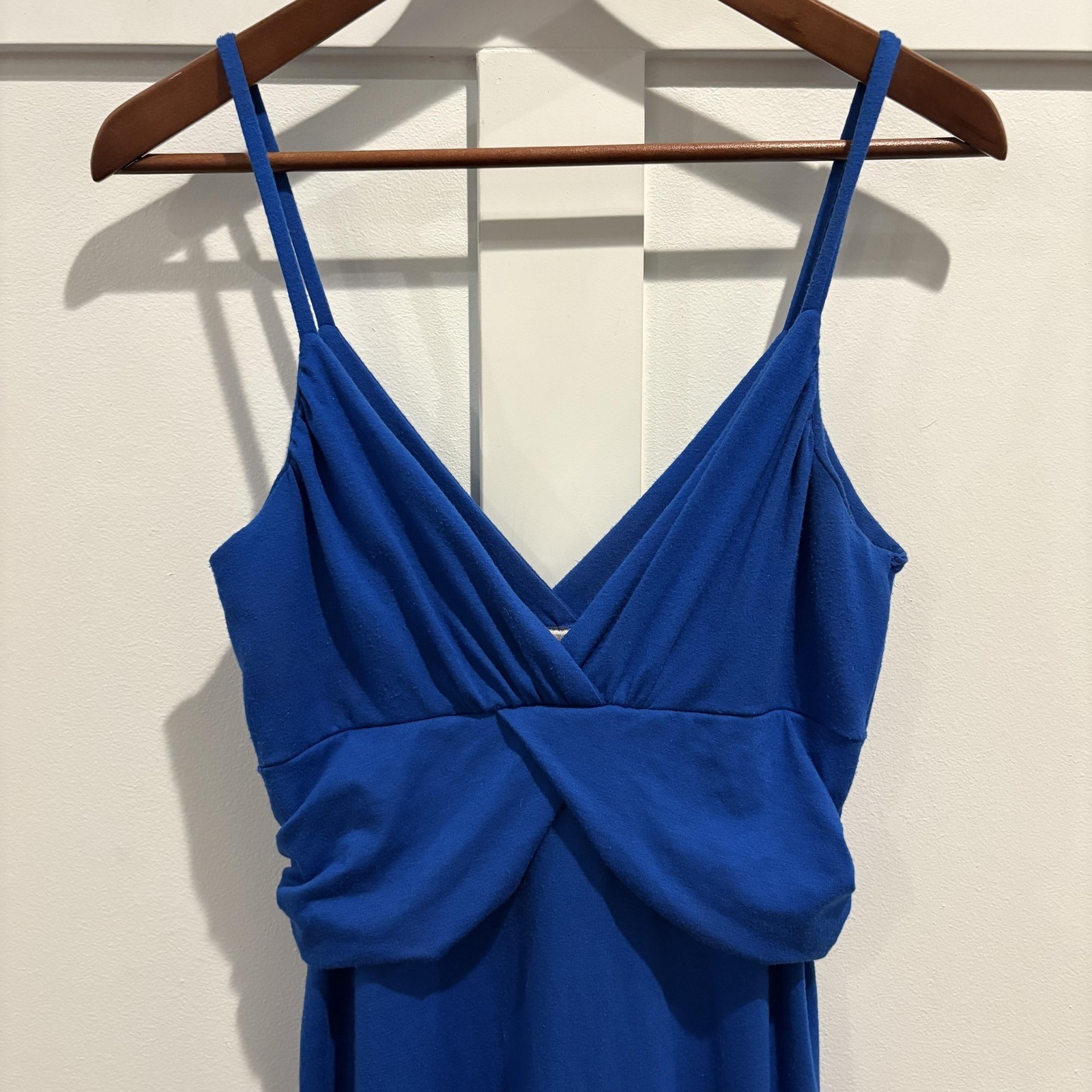 Y2K Cobalt Blue Twist Front Jersey Mini Dress Salsa Dance Resort Small