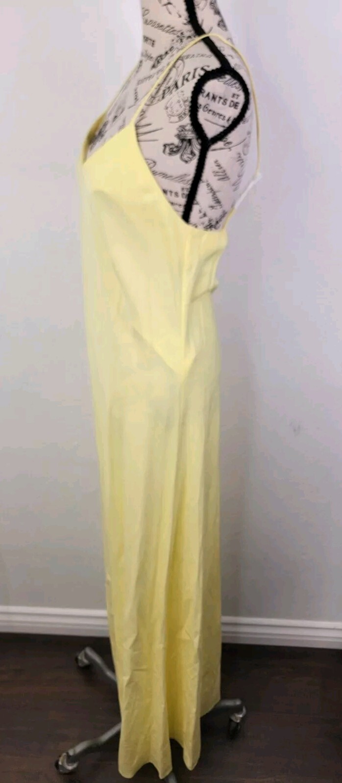 Bcbg Max Azria Iris Yellow Slip Maxi Dress Sz Small EU 40 V Neck Long Nwt
