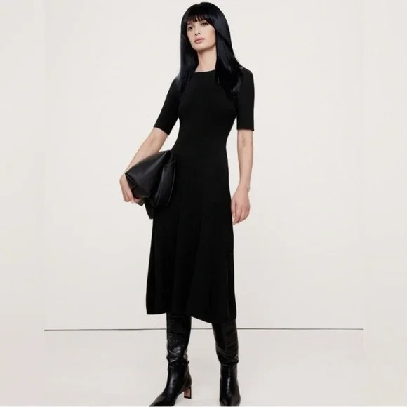 Banana Republic Milano Sweater Dress Black NWT $160 XSP XS Petite