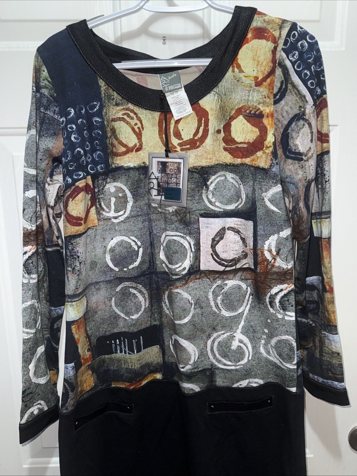 Dolcezza Simply Art Tunic Dress Medium Laura Lein-Svencner NWT Abstract Cotton
