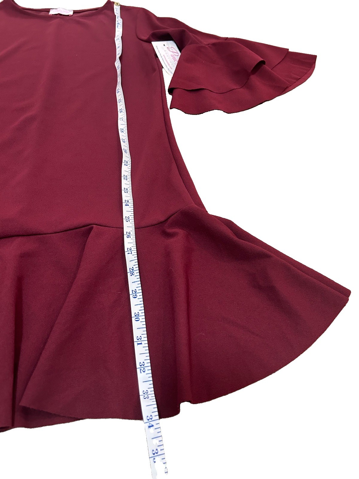 Pink Lily Dress Medium NWT Burgundy Ruffle Sleeve Shift Mini Boutique