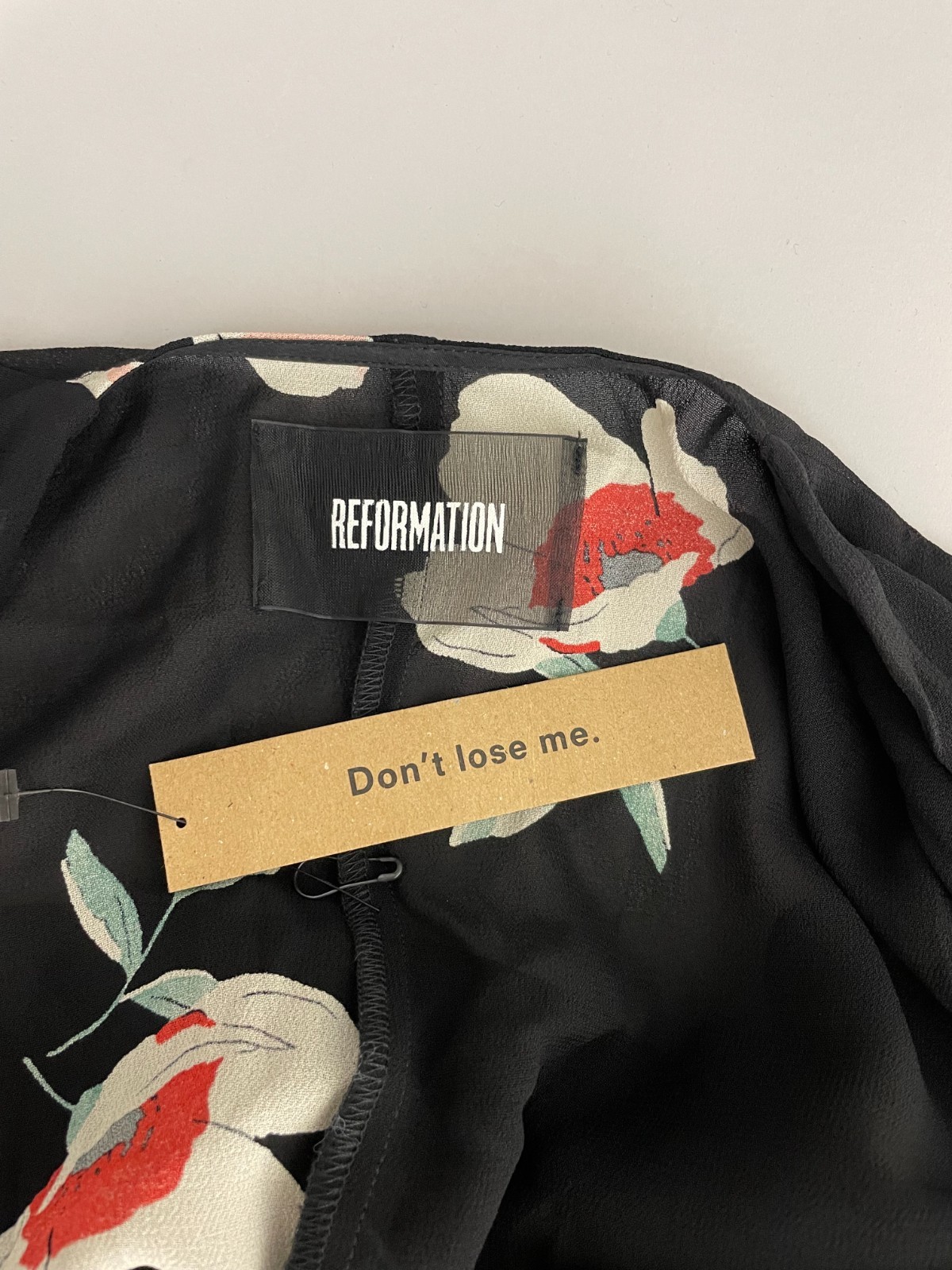 NWT NEW Reformation Wrap Midi Dress Size XS Quarter sleeves Black W/Floral print