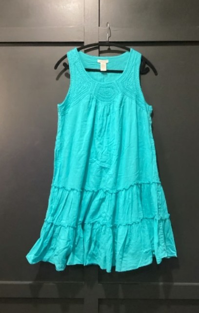 Klozlyne Cotton Sundress Boho Crochet Yoke Tiered Festival Coquette Chic Pet L