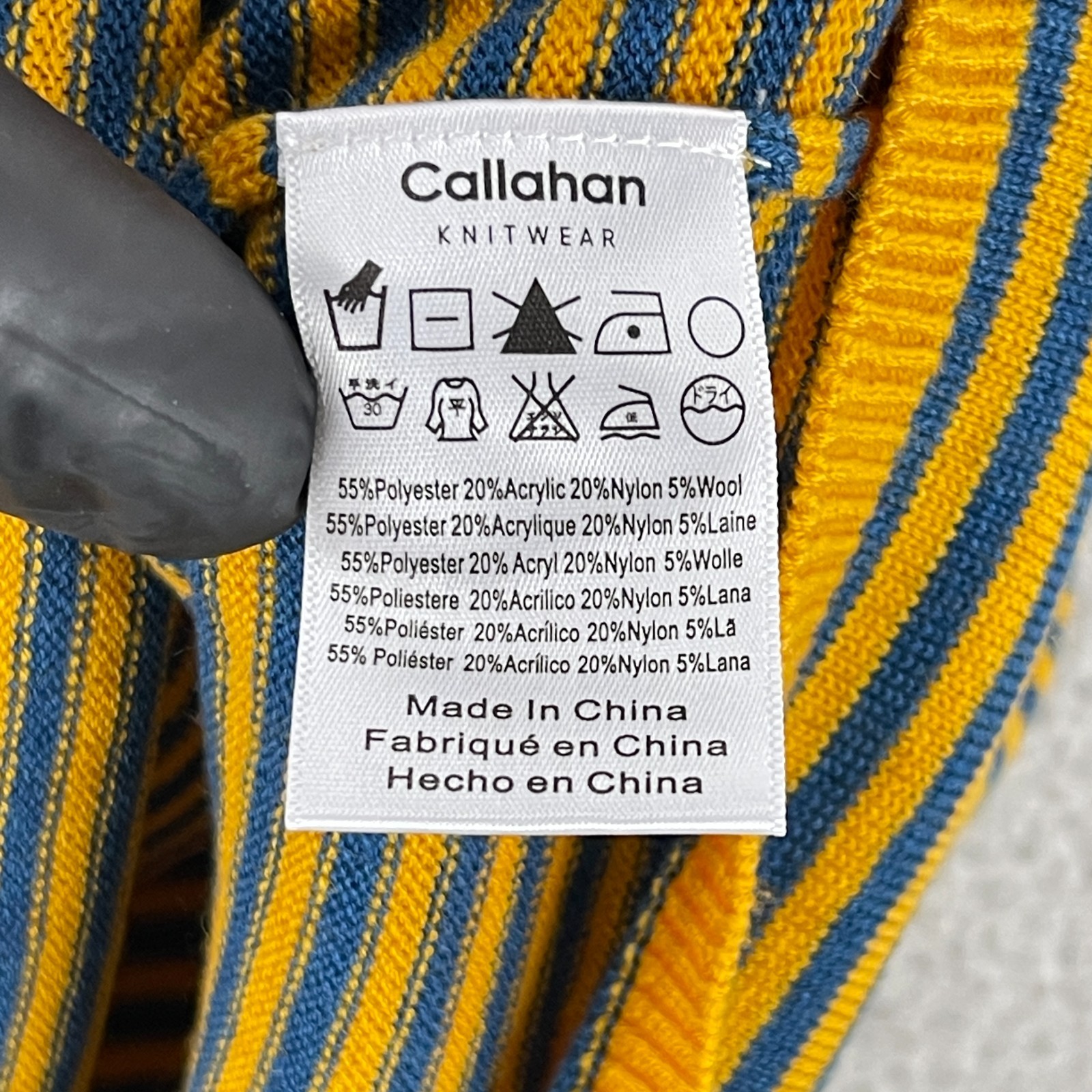 Callahan Nicky Halter Dress Womens Small Yellow Blue Stripe Knit Casual Pullover