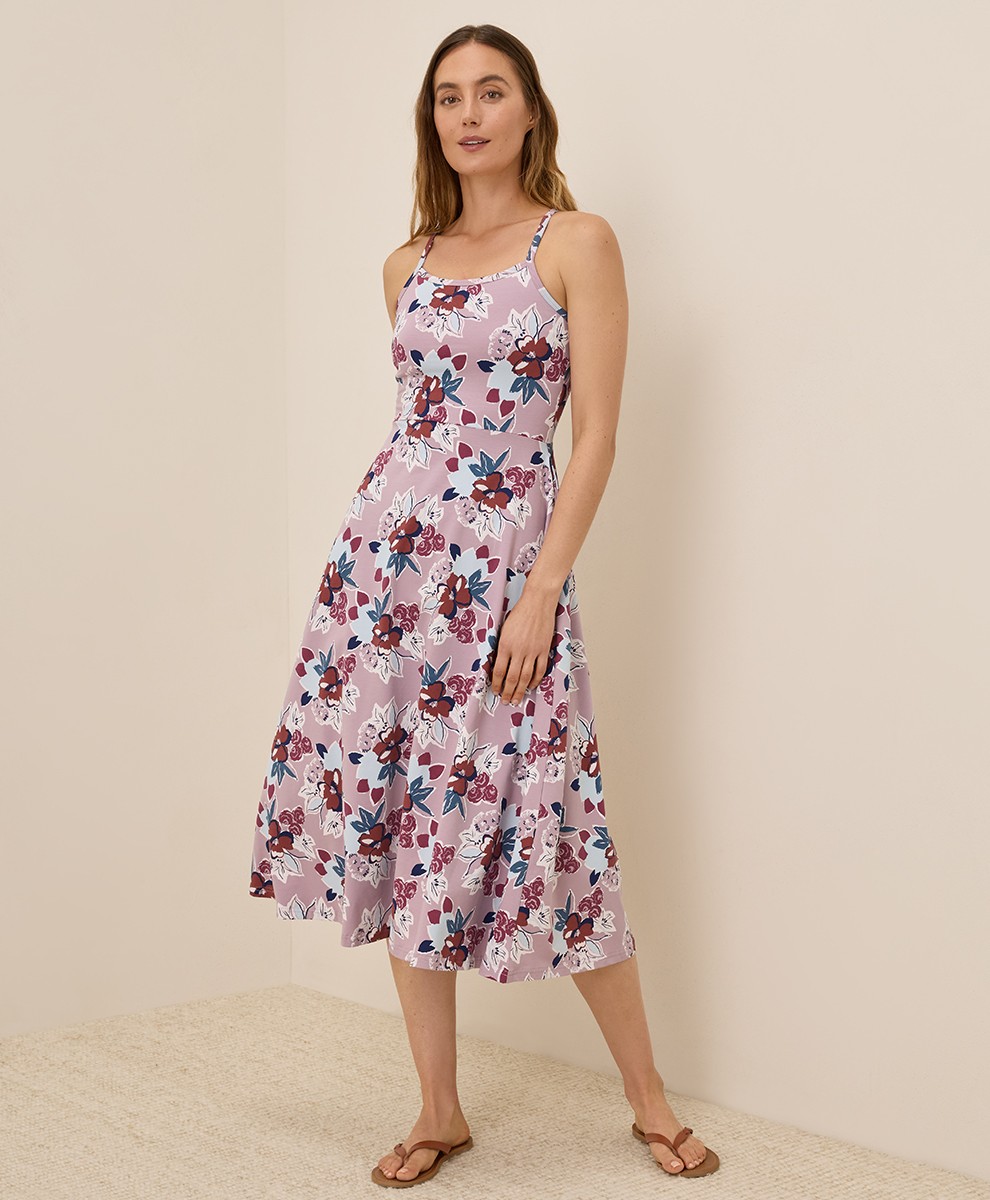 Pact Women’s Fit & Flare Midi Dress X-Large Regular Fresh Flora Lavender Haze