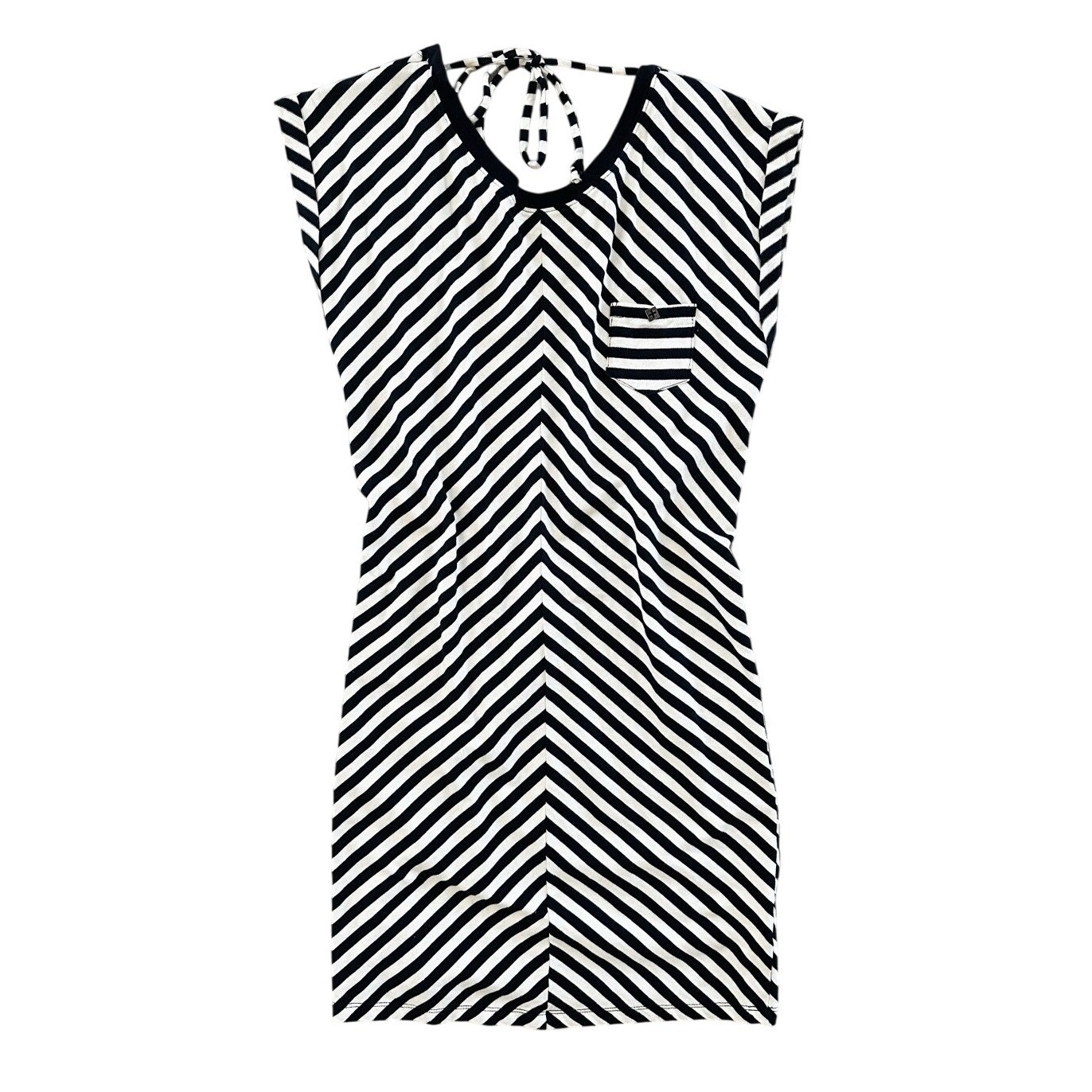 Ksubi Black White Striped Open Back Dress XS S Chevron Mini Cap Sleeve Alt Indie