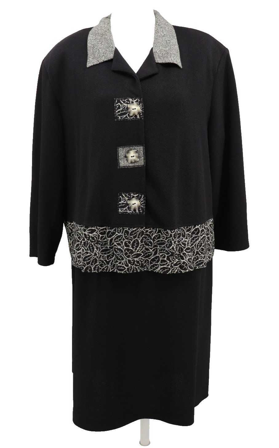 Coldwater Creek 2 Pc Set Midi Dress Jacket Womens 22 Black Long Sleeve Packable