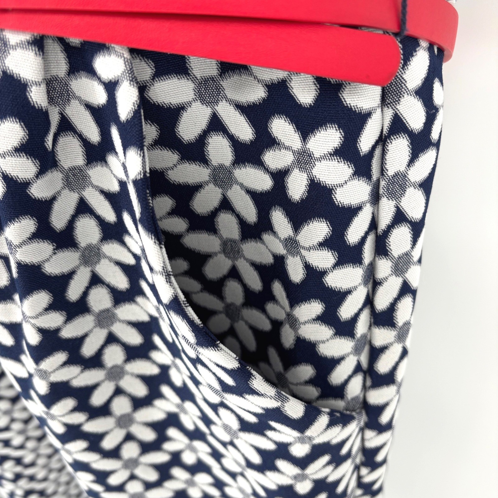 Shelby & Palmer Navy White Floral Sheath Dress with Red Belt Pockets Size 14 NWT
