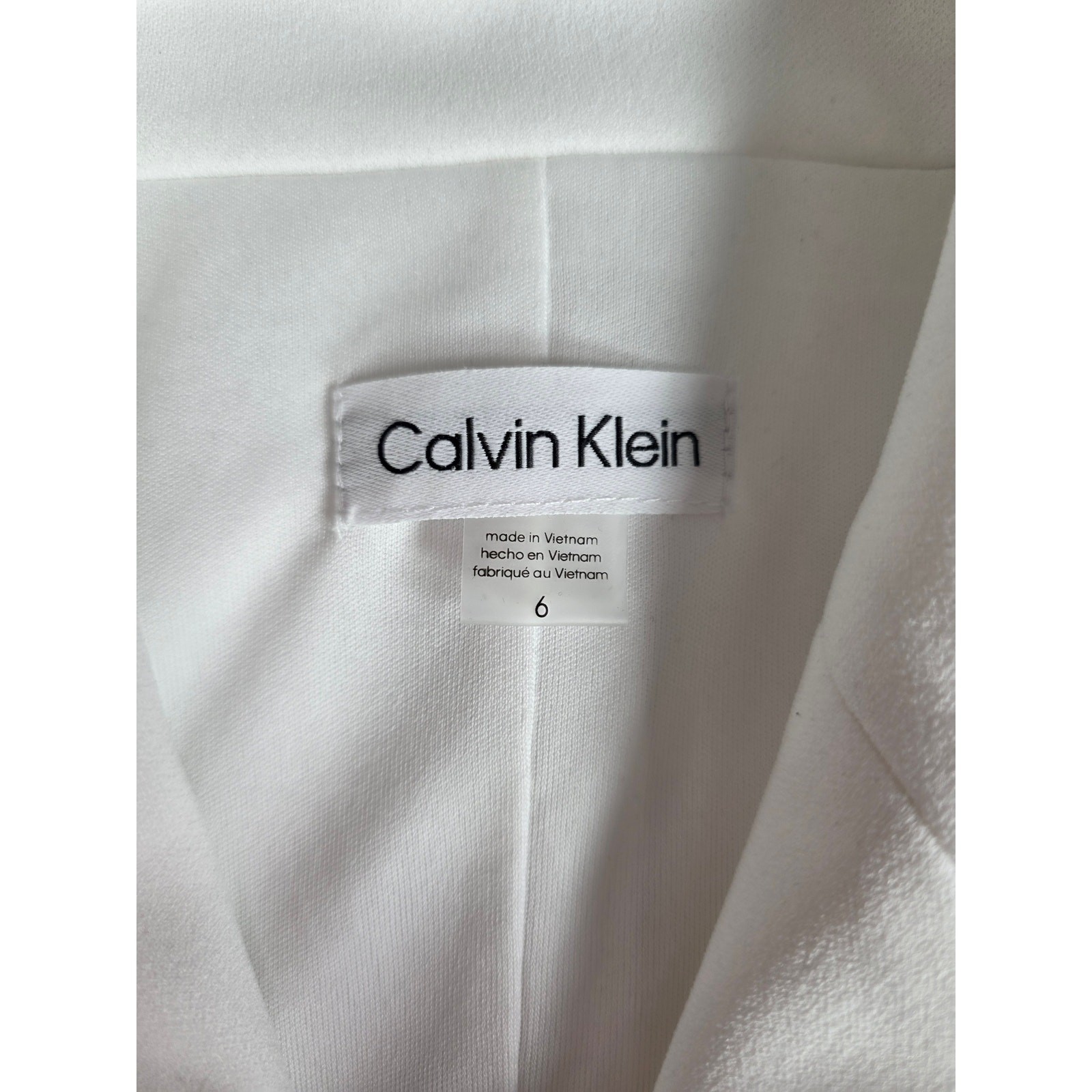 Calvin Klein White Belted Sheath Dress Size 6 Sleeveless RP $146 Elegant Blazer