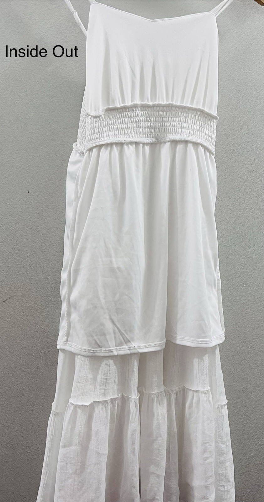 Amy Byer Sz 8 White Lightweight Lined Flowy Dress Adjustable Spaghetti Straps