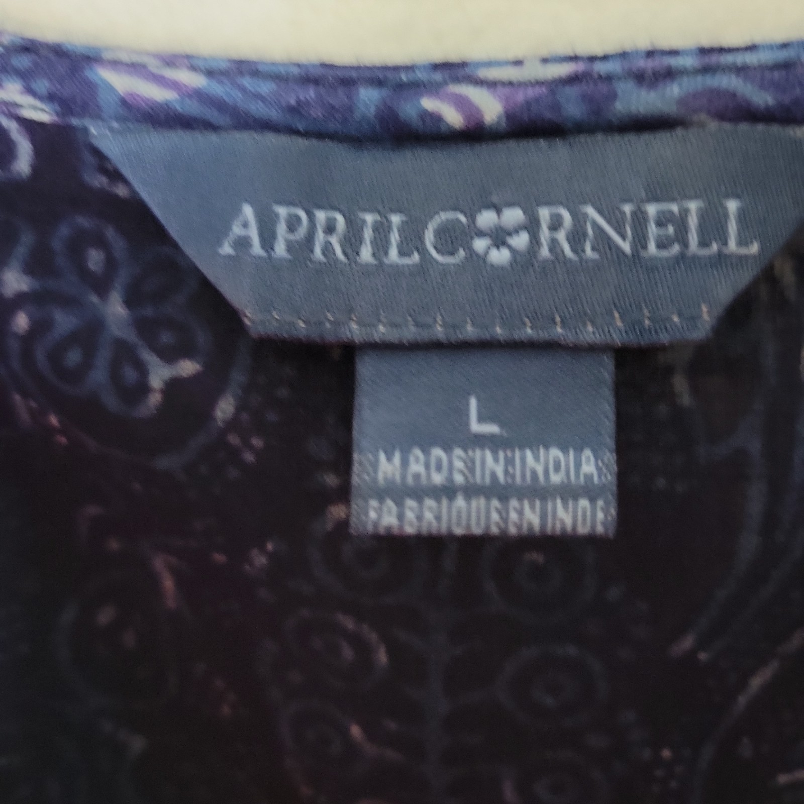 April Cornell Blue Print Cottagecore Midi Dress Pockets Sz Large Prairie