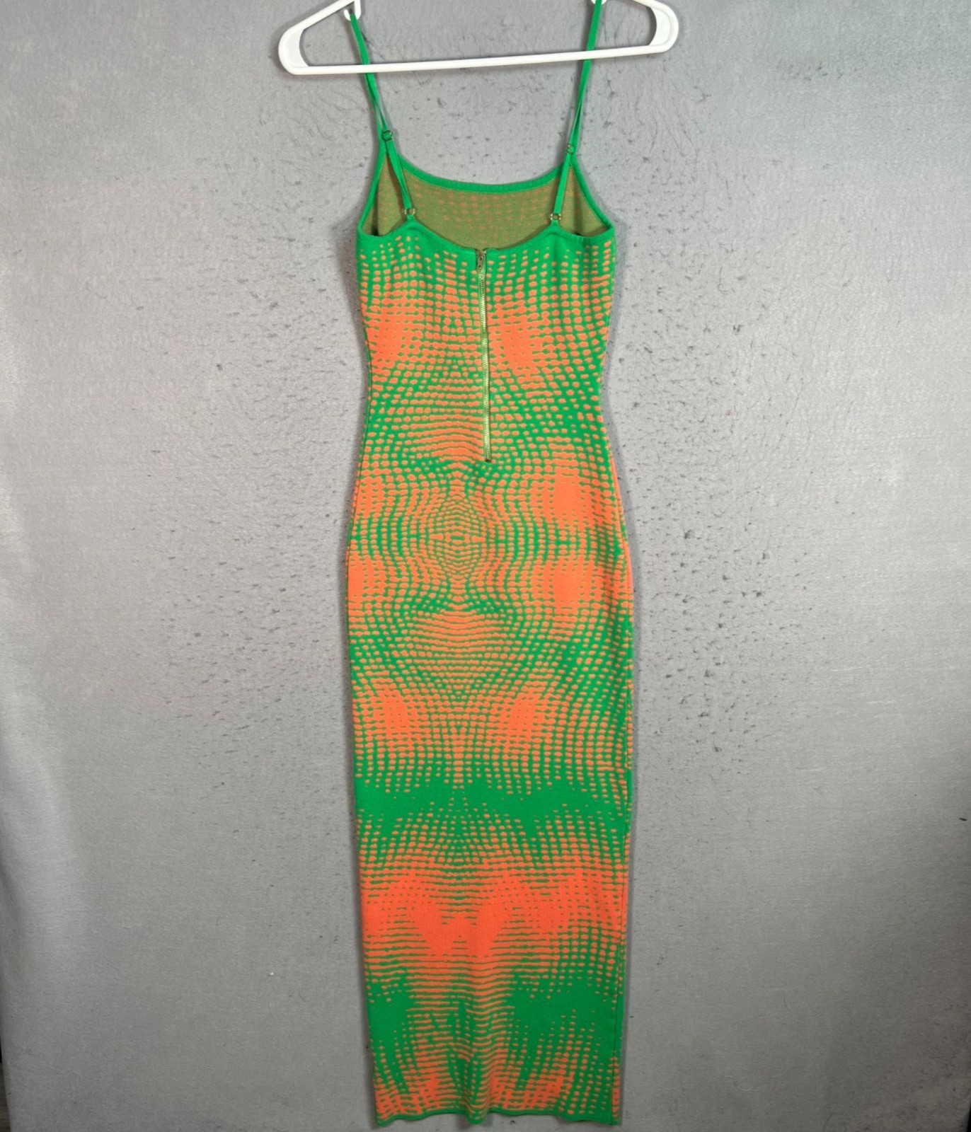 Hera Collection Womens Medium Green & Orange Bodycon Maxi Dress Spaghetti Straps