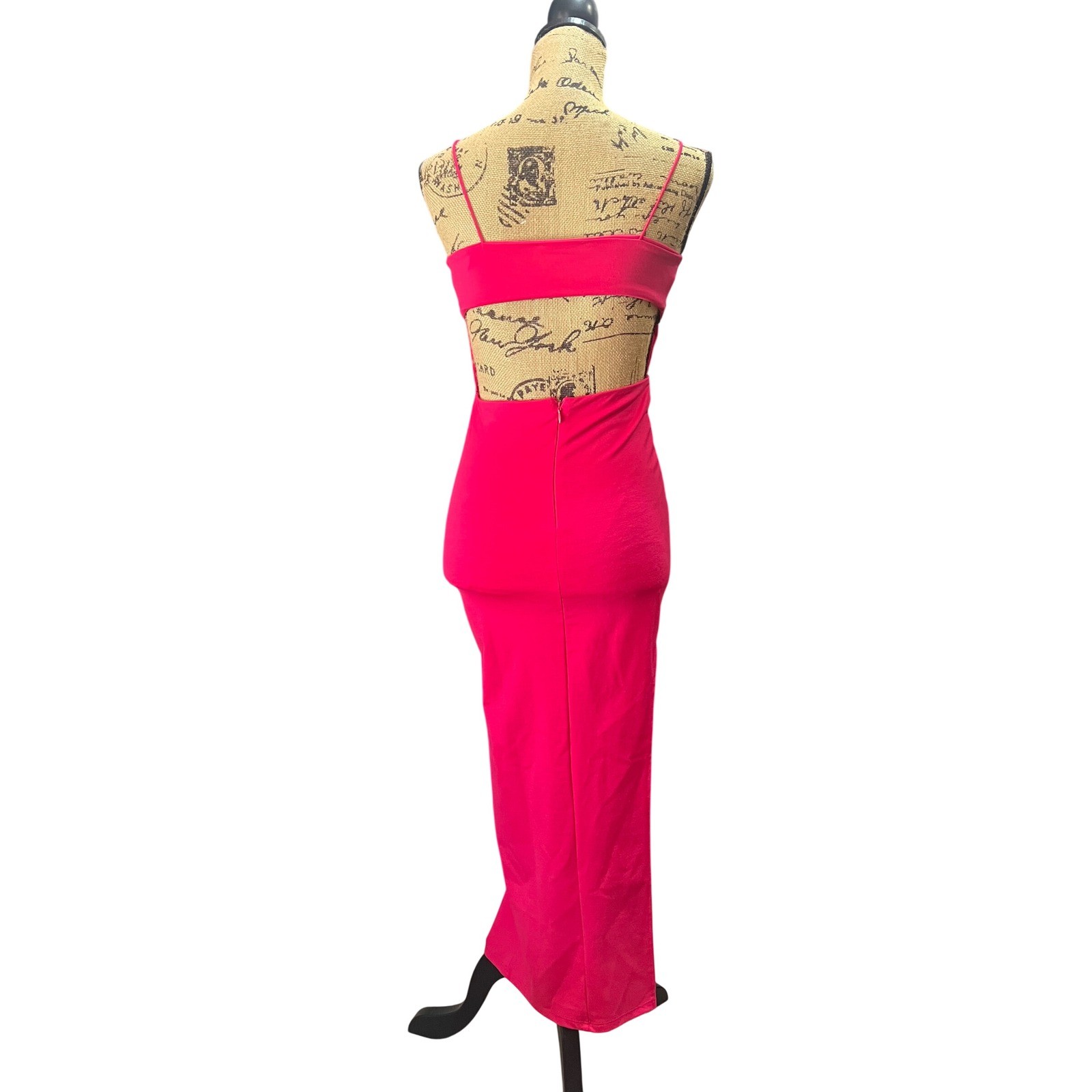 Forever 21 Hot Pink Open Back Cutout Side Slit Bodycon Maxi Dress Small