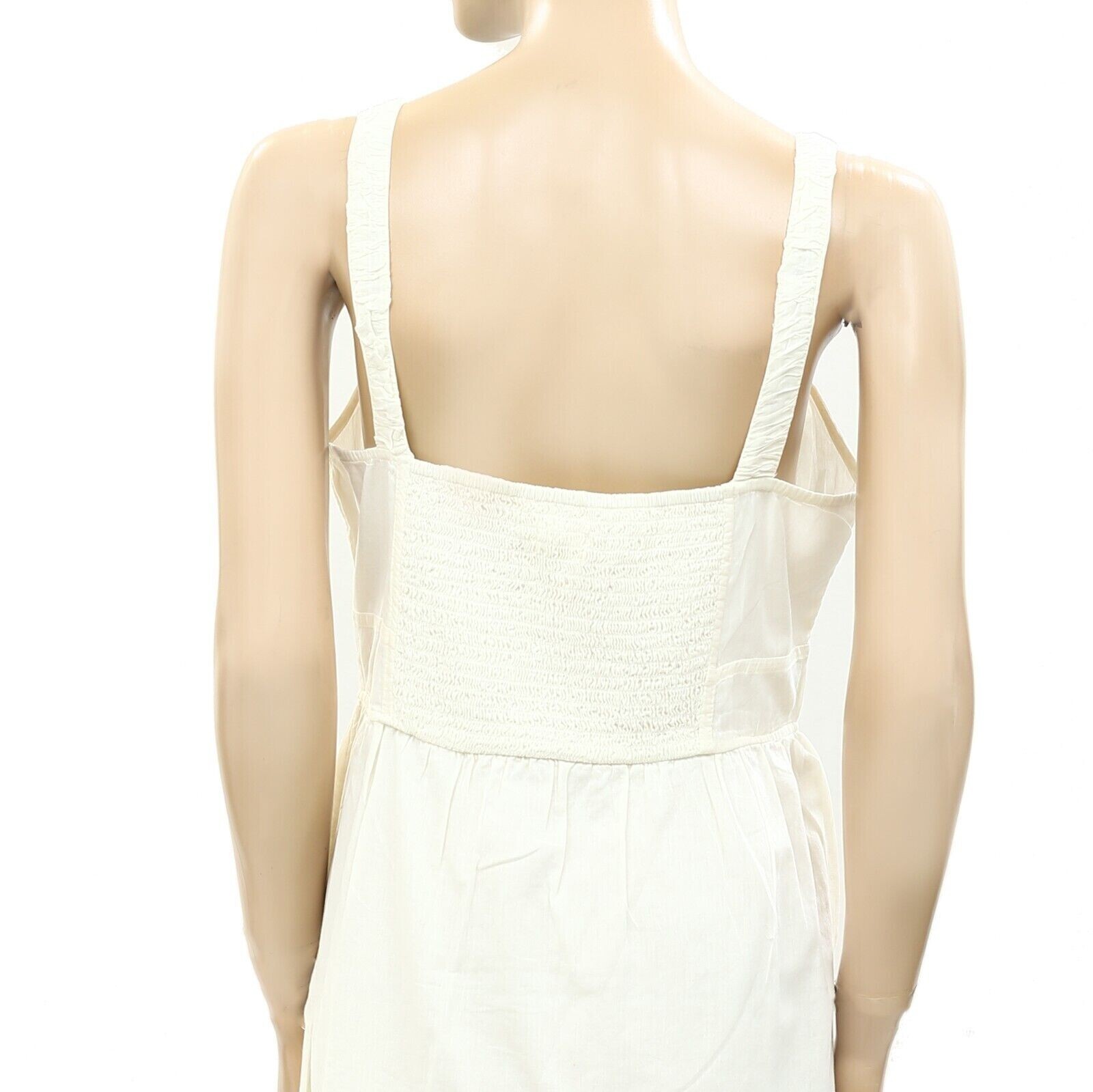 Urban Outfitters Azelia Button-Down Tunic Mini Dress Smocked Sleeveless S 255500