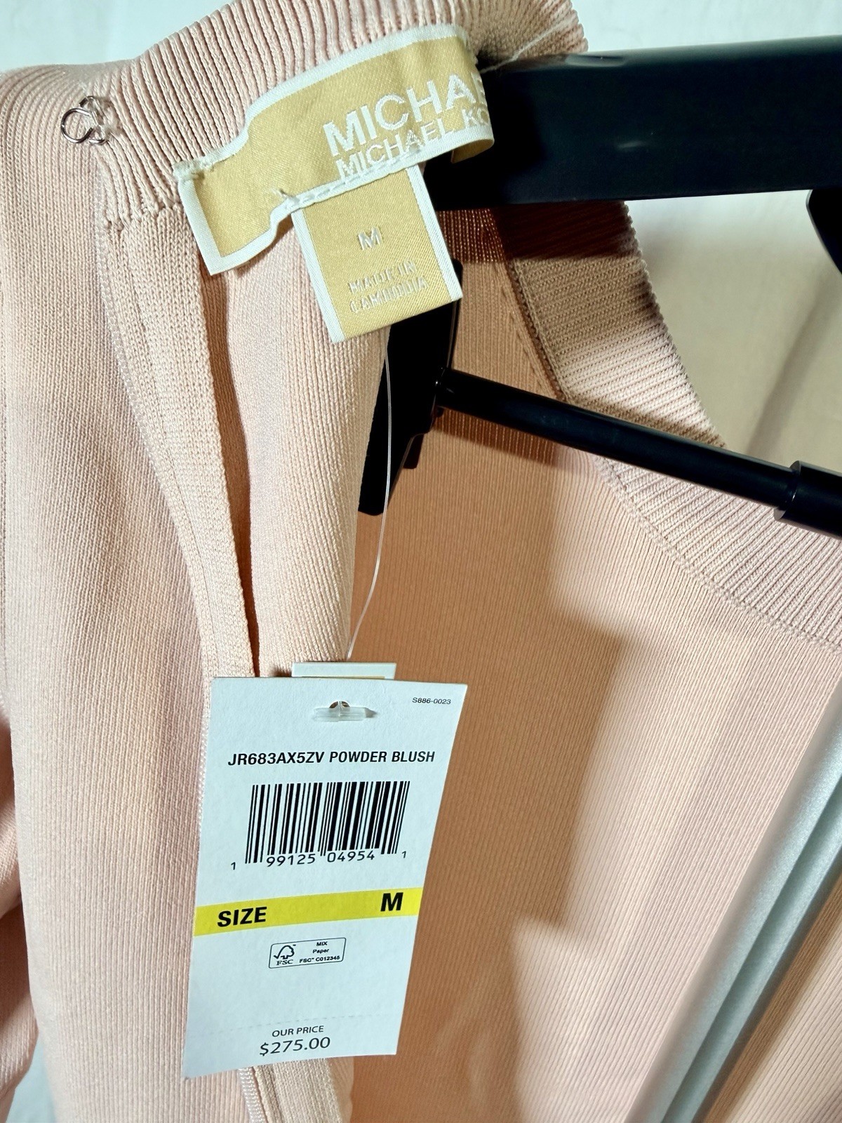 NWT Michael Kors Viscose Blend Snap Midi Dress Powder Blush, Size Medium