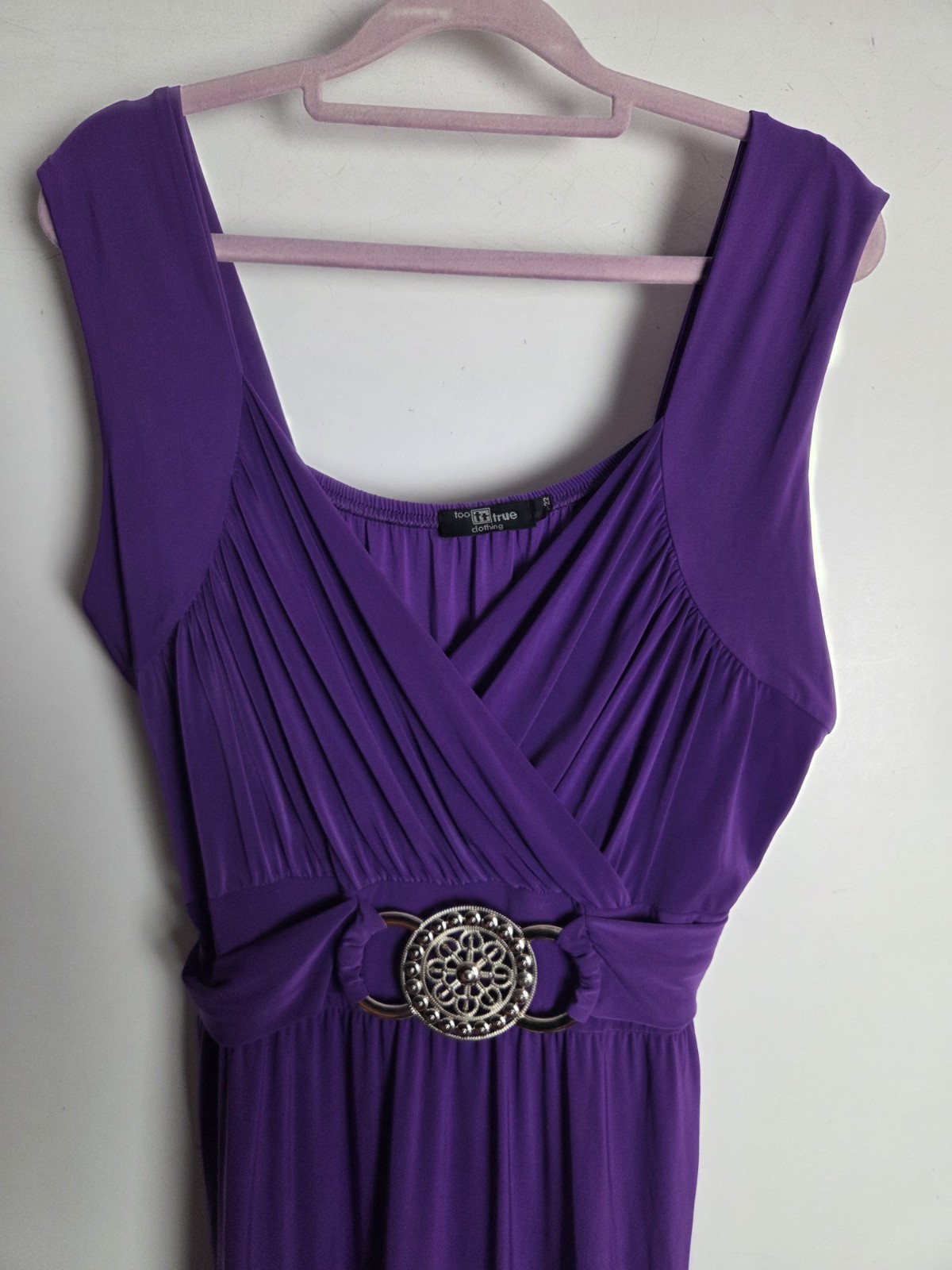 Purple Maxi Dress UK 20 22 Stretch Summer Too True Clothing