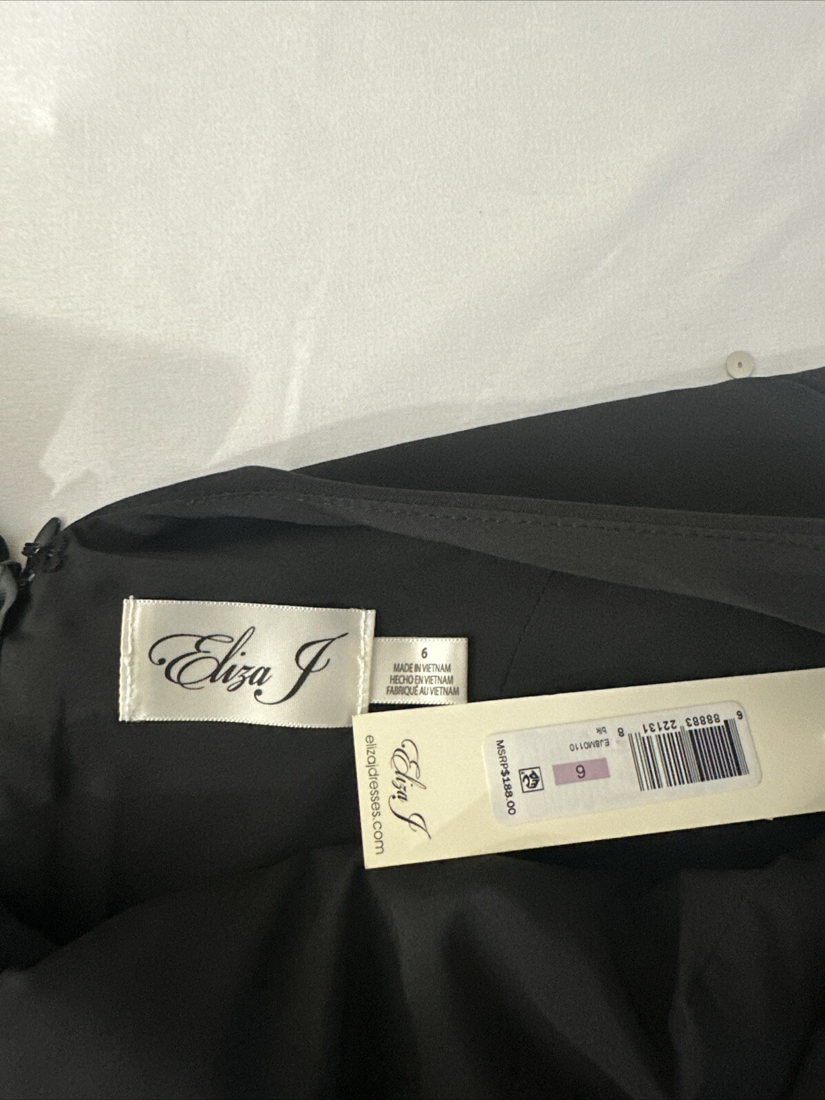 NWT $188 Eliza J [ 6 ] Sleeveless Cascading Ruffle Front Gown in Black #J920
