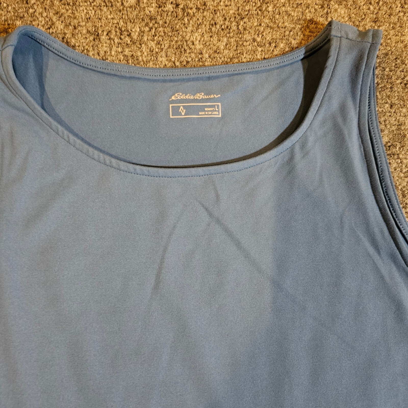 Eddie Bauer Dress Womens Large Blue Travex Fitted Sleeveless Stretch Casual Basi