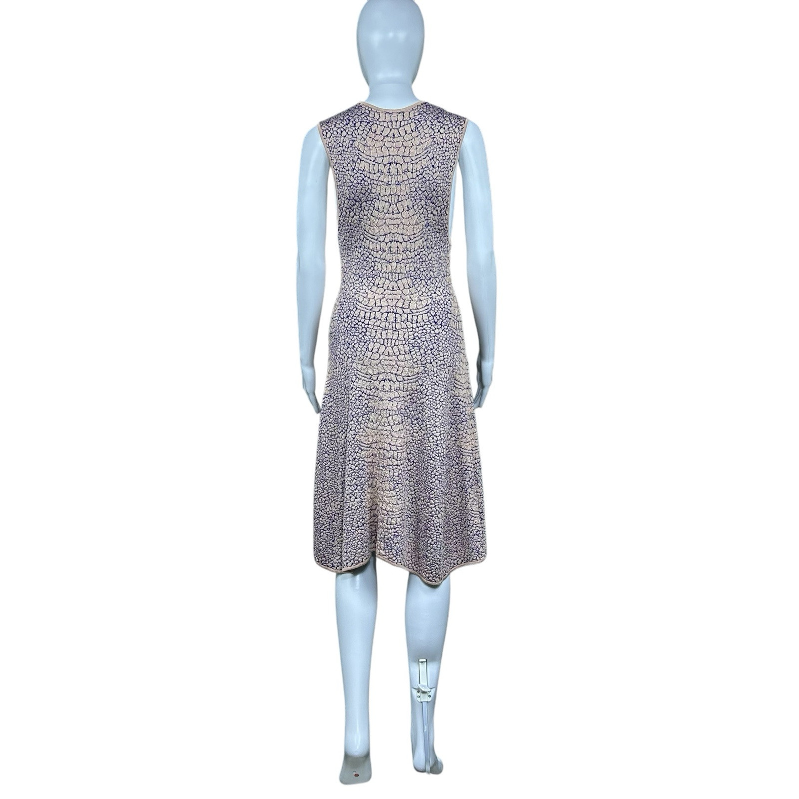 McQ Alexander McQueen Crocodile Patterned Jacquard Fit and Flare Dress – LARGE