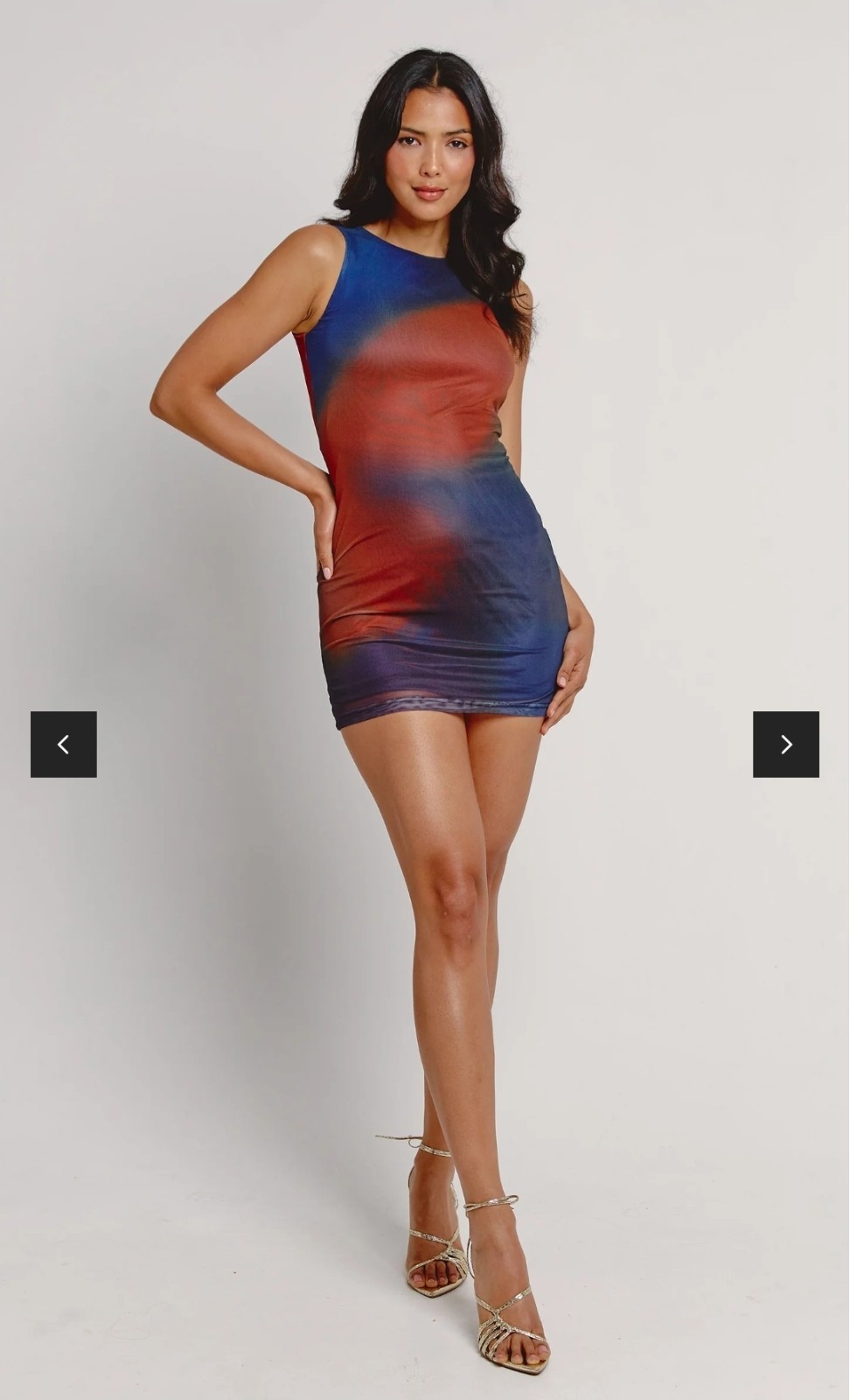 Rare London, Blur Print, Mini Tank Dress, Blue Multi Women Size 6