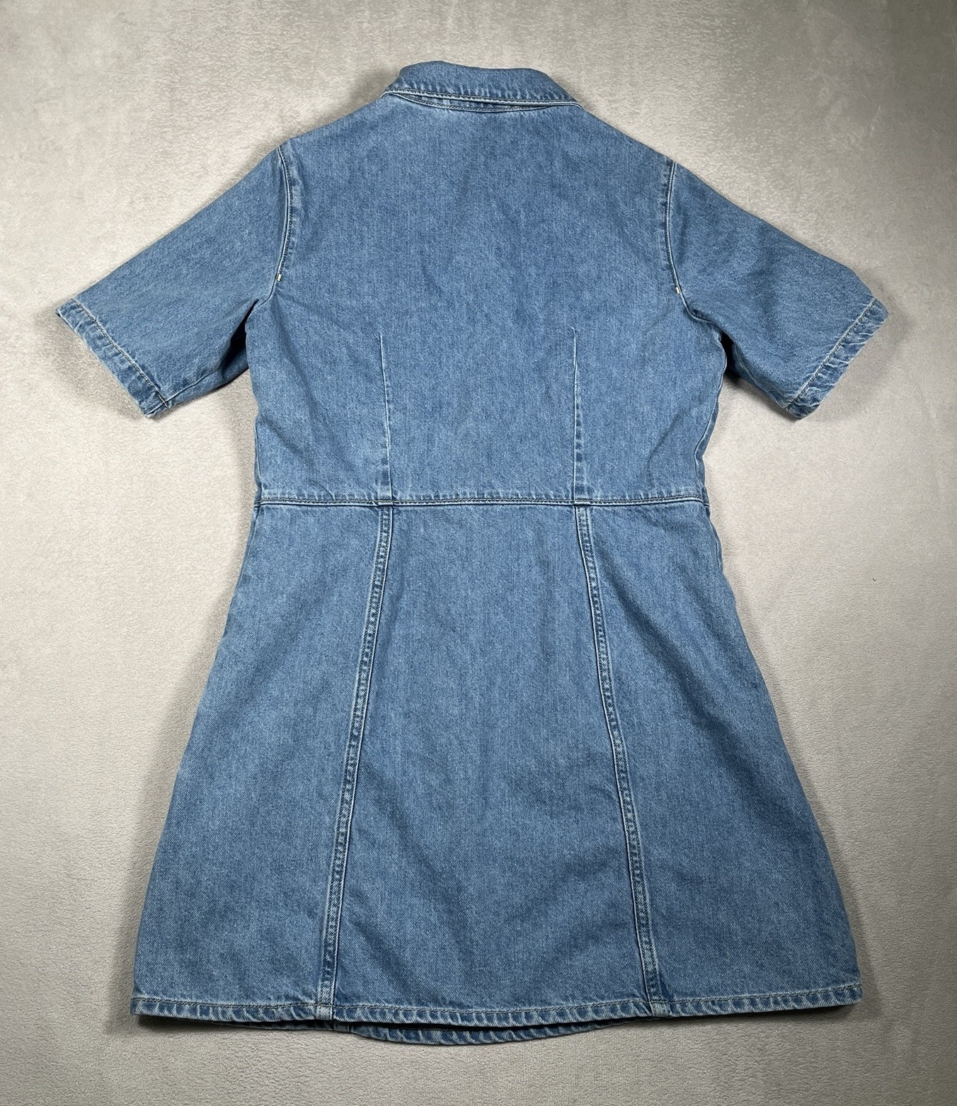 Tommy Hilfiger Jeans Slim Short Sleeve Dress Women M Denim Medium Wash Snap