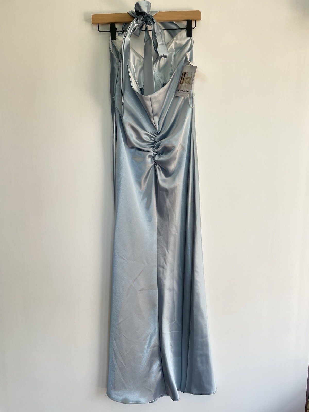 NWT Vintage Jessica McClintock for Gunne Sax Dress Light Blue Satin Halter Sz 6