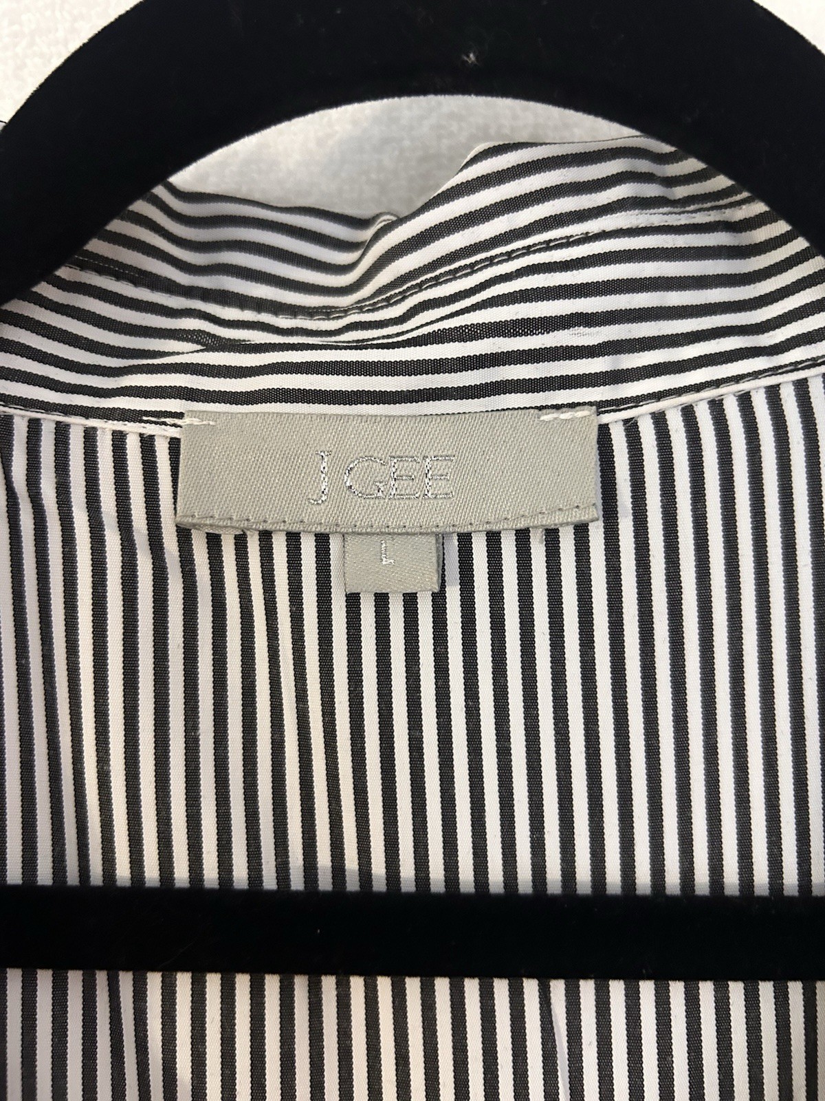 ICE Black White Striped Floral Embroidered Button Belted Midi Shirt Dress L