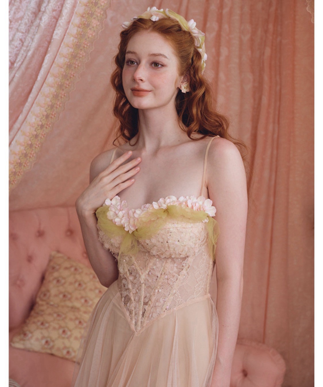 LaceMade -Sweet Heart Pink Romantic Sweet Tulle Princess Lolita SZ XL runs small