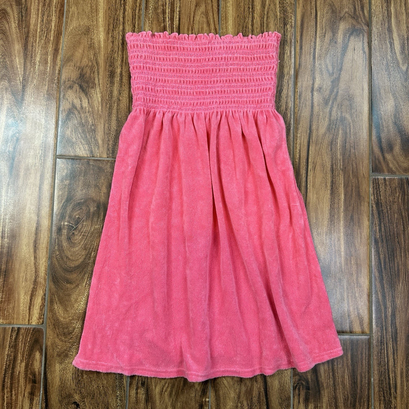 Vintage Y2K Juicy Couture Strapless Pink Terry Cloth Dress Size Large