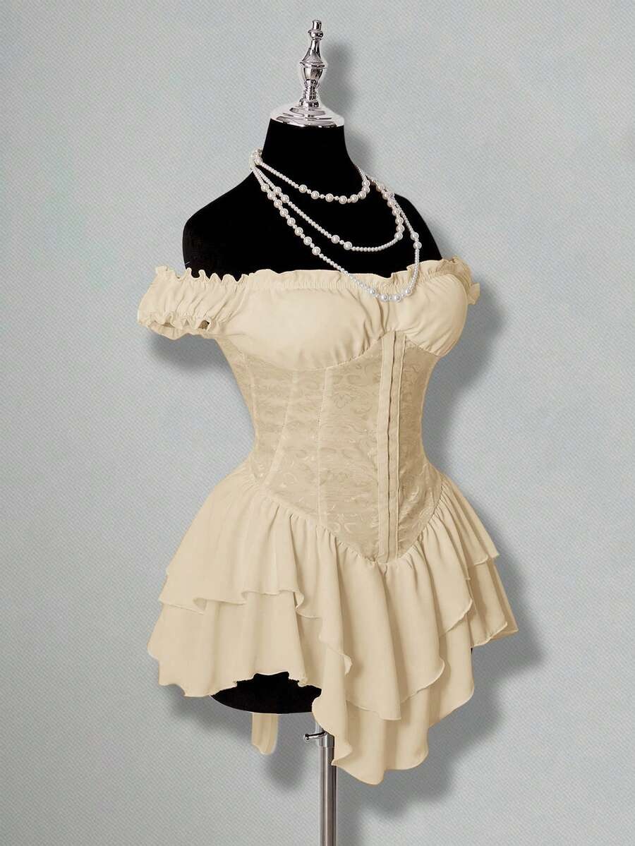 Off The Shoulder Mini Dress Lace Cold Shoulder Asymmetrical A Line Party