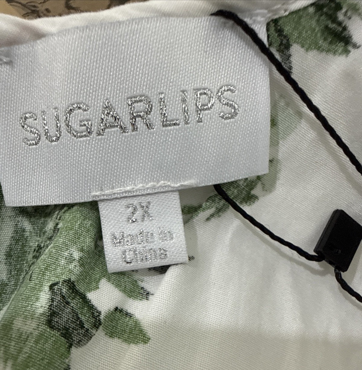 SugarLips Ria Floral Santana Tie Back Midi Emerald White Dress Plus Size 2X