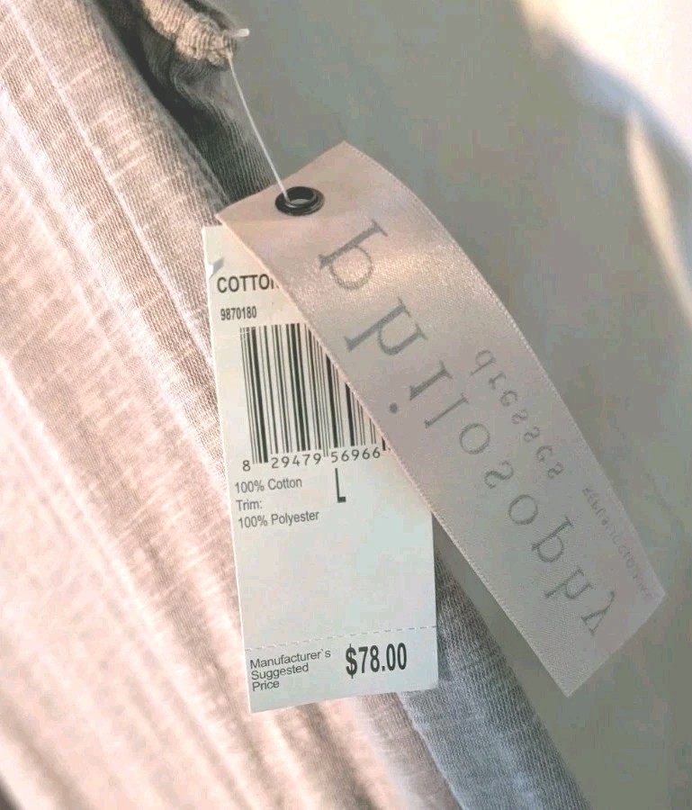 NWT Philosophy Sz L Light Brown Heathered 100% Cotton Knit Asym Chiffon-Hem