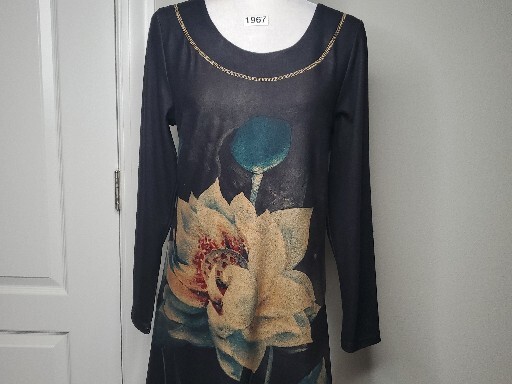NWT RADZOLI Womens Printed Long Sleeve Floral Shift Dress Size SMALL S Black