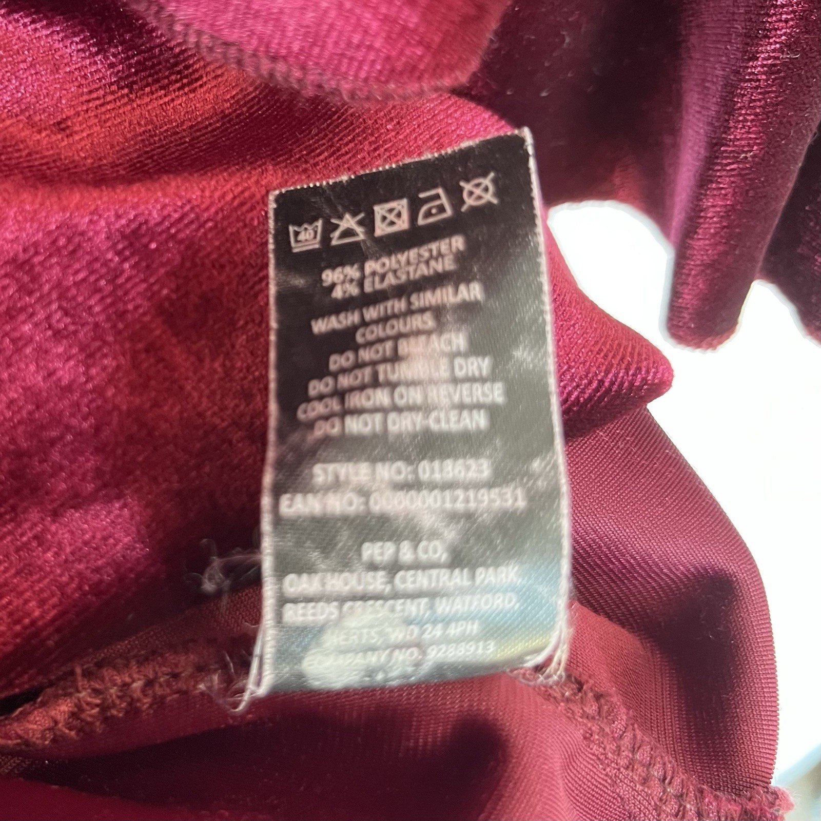 Pep&Co size 8 burgundy velvety mini Dress
