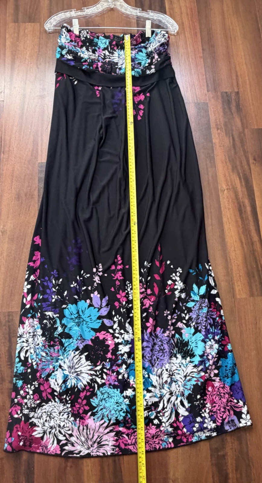 Torrid Size 0 (Large) Floral Strapless Maxi Dress Black Pink Teal Boho Tropical