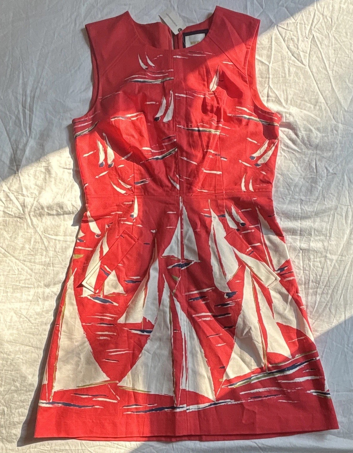 NWT Maeve Anthropologie Sailboat Print Cotton Shift Sundress w/ Pockets – sz 10