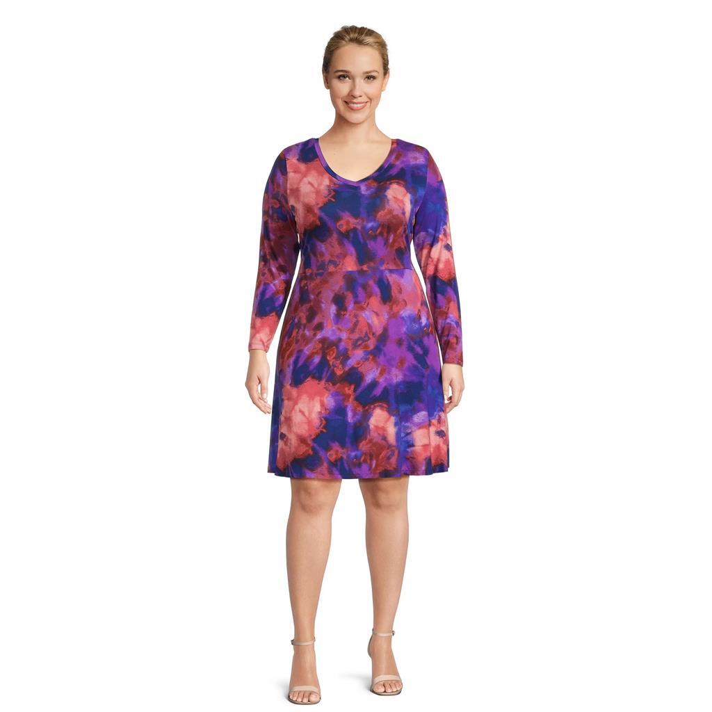 Womens’s Terra & Sky Long Sleeve Swing Dress, Sunset Dye Size 1X 2X 3X 5X NWT