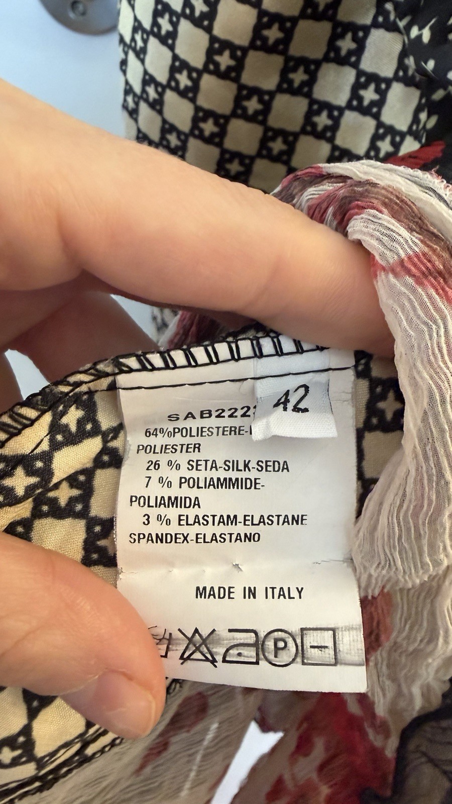 Pianurastudio Patchwork Silk Dress with Ruffle Floral Hem Made In Italy Size M