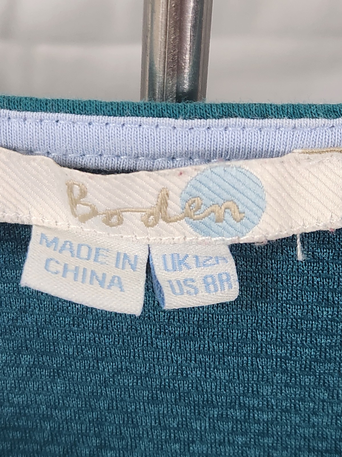 Womens Boden Notch Neck Jersey Midi Dress in a teal cotton blend ponte Size 8