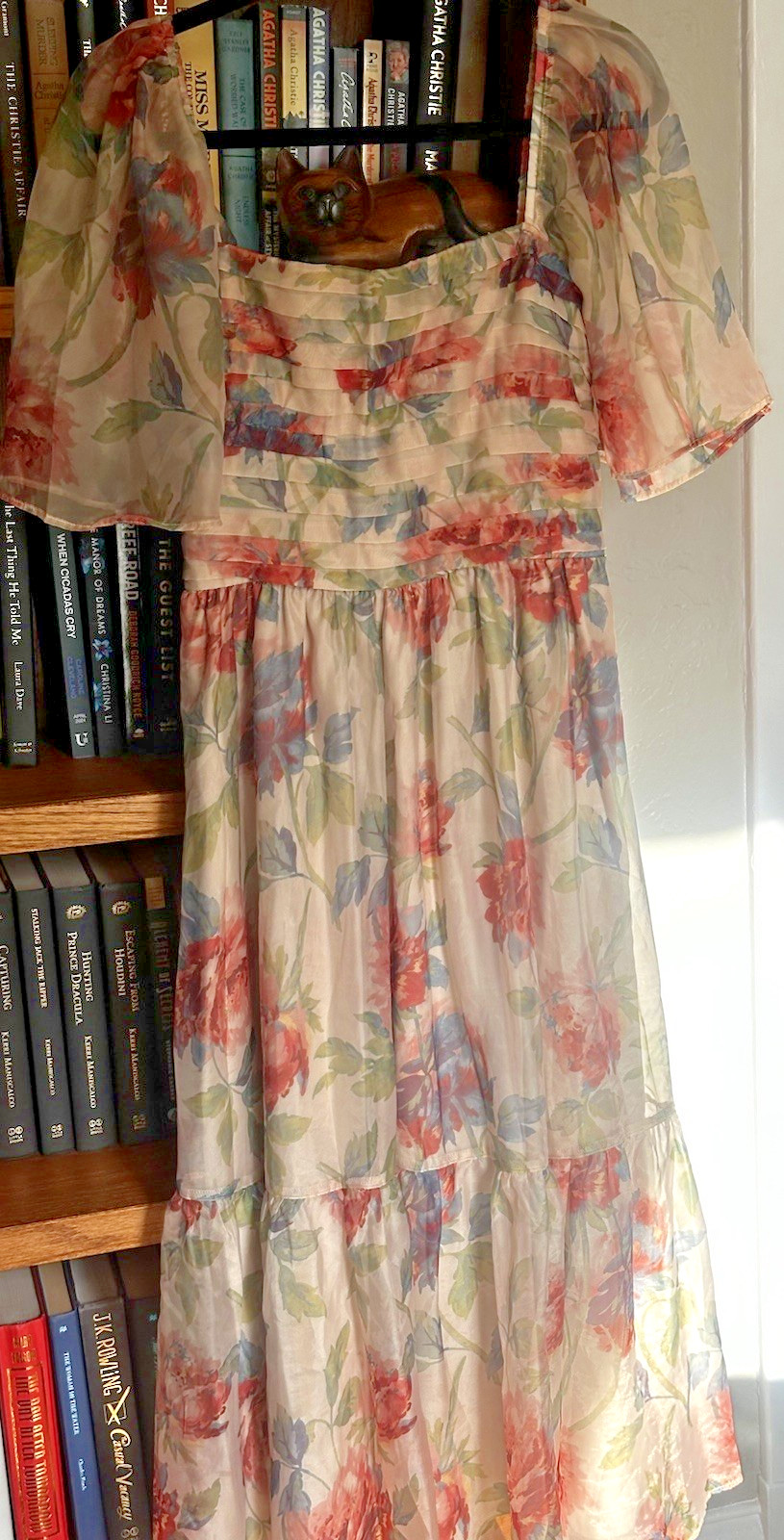Abercrombie & Fitch Women’s MT Floral Chiffon Midi Dress Puff Sleeve Smocked