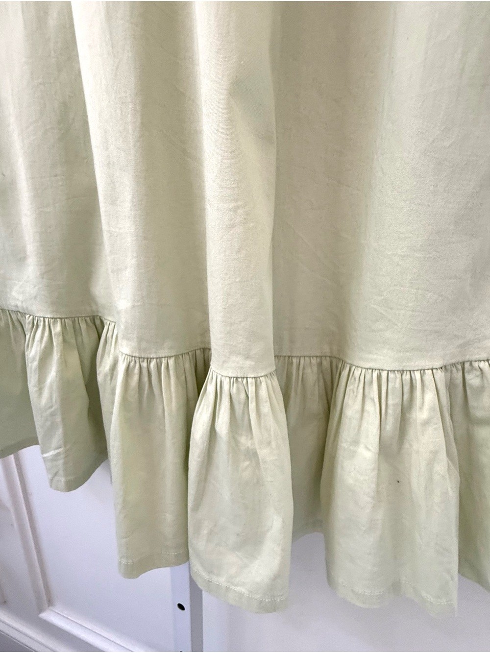 S’Edge Light Mint Cotton Puff Sleeve Tiered Dress Size Large Cottage-core