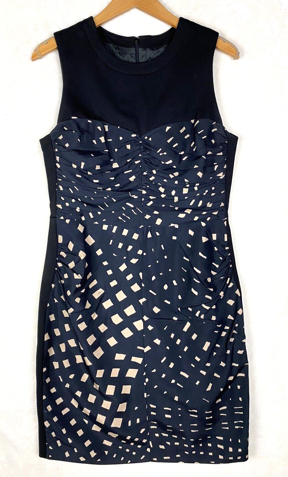 Trina Turk Dress Womens 10 Sheath Ruched Lined Stretch Sleeveless Office Career